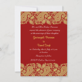Rood en goud Indische bruiloft Kaart