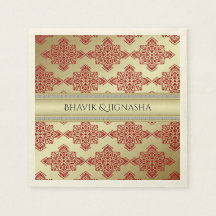Rood en Goud Indische Damask bruiloft servet