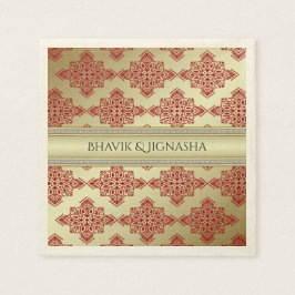 Rood en Goud Indische Damask bruiloft servet