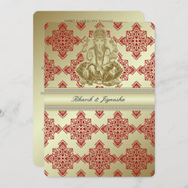 Rood en Goud Indische Damask bruiloft uitnodiging