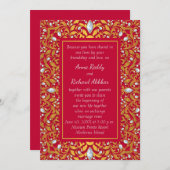 Rood en Goud Indische Hindoe Bruiloft Uitnodiging (Voorkant / Achterkant)