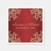 Rood en Goud Indische Stijl Bruiloft Servetten (Voorkant)