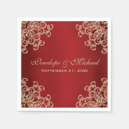 Rood en Goud Indische Stijl Bruiloft Servetten