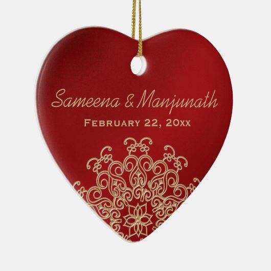 Rood en Goud Indische Stijl Huwelijkspartij Favor Keramisch Ornament (Rechts)