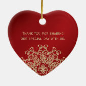 Rood en Goud Indische Stijl Huwelijkspartij Favor Keramisch Ornament (Achterkant)