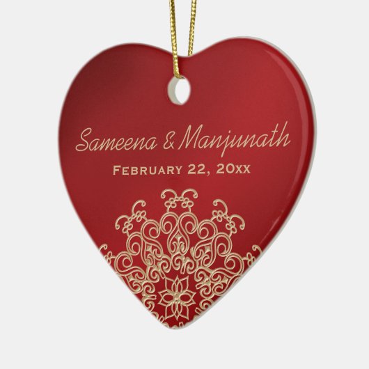 Rood en Goud Indische Stijl Huwelijkspartij Favor Keramisch Ornament (Links)