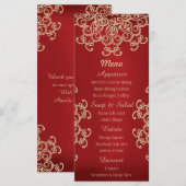 Rood en Goud Indische Stijl Menu Kaarten (Voorkant / Achterkant)