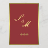 Rood en Goud Ingelijste Ornamentale Huwelijksrecep Informatiekaartje (Achterkant)