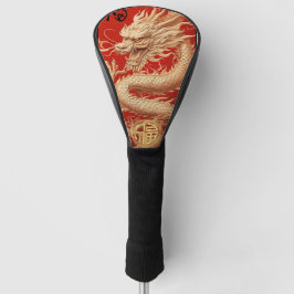 Rood en Goud Jaar van de Dragon Power Emblem Golfheadcover
