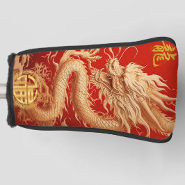 Rood en Goud Jaar van Dragon Power Embleem Putter Golfheadcover