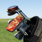 Rood en Goud Jaar van Dragon Power Embleem Putter Golfheadcover (Insitu)