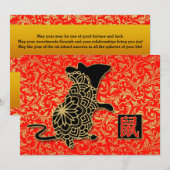Rood en goud Jaar van het Rat Chinese Nieuwjaar Feestdagenkaart (Voorkant / Achterkant)
