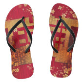 Rood en Goud Japans Chiyogami Pattern Teenslippers (Voetbed)