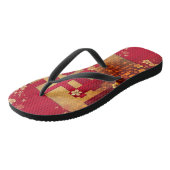 Rood en Goud Japans Chiyogami Pattern Teenslippers (Schuin)