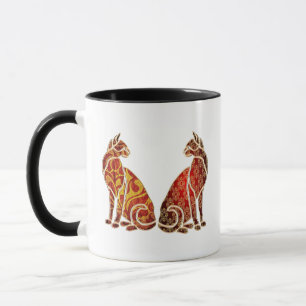 Rood en Goud Kat Paar Mok