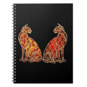 Rood en Goud Kat Paar Notitieboek (Voorkant)