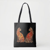 Rood en Goud Kat Paar Tote Bag (Voorkant)