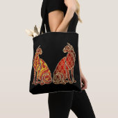 Rood en Goud Kat Paar Tote Bag (Dichtbij)