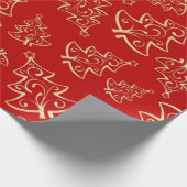 Rood en Goud Kerst Bomen Wrapping Papier (Hoek)