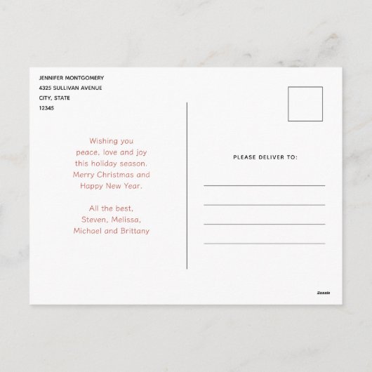 Rood en Goud Kerst Bow Vakantie Briefkaart (Achterkant)