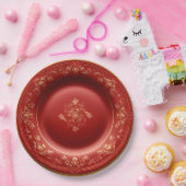 Rood en Goud Kerst Elegance Diner Papieren Bordje (Feest)