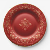 Rood en Goud Kerst Elegance Diner Papieren Bordje (Voorkant)