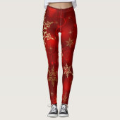 Rood en Goud Kerst Leggings JOUW NAAM (Voorkant)