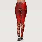 Rood en Goud Kerst Leggings JOUW NAAM (Achterkant)