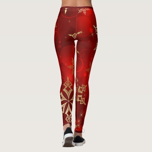 Rood en Goud Kerst Leggings JOUW NAAM (Achterkant)