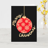 Rood en Goud Kerst Ornament Holiday Kaart (Gele Bloem)