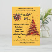 Rood en goud.Kerstbal uitnodiging (Staand voorkant)