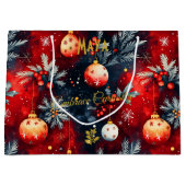 Rood en Goud Kerstcadeau Tas met Feestelijk Groot Cadeauzakje (Voorkant)