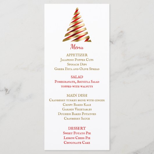 Rood en Goud Kerstdiner Menu (Voorkant)