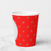 Rood en Goud Kerstfeest Papieren Bekers (Achterkant)