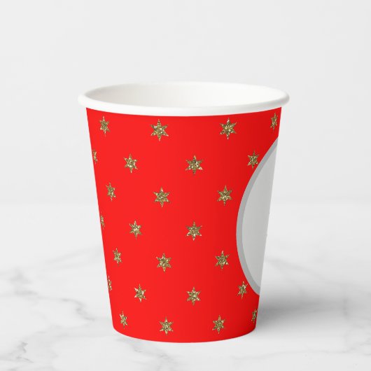 Rood en Goud Kerstfeest Papieren Bekers (Voorkant)