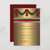 Rood en Goud Kerstfeest RSVP (Voorkant / Achterkant)