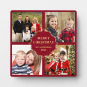Rood en Goud Kerstmis 4 Square Foto Collage Fotoplaat (Voorkant)