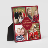 Rood en Goud Kerstmis 4 Square Foto Collage Fotoplaat (Voorkant)