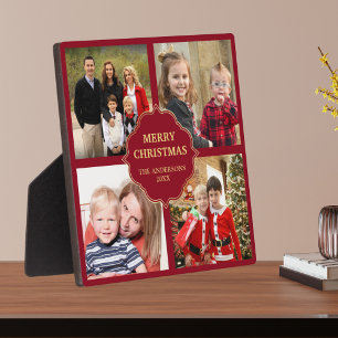 Rood en Goud Kerstmis 4 Square Foto Collage Fotoplaat