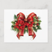 Rood en Goud Kerstmis Bow Feestelijk Briefkaart (Voorkant)