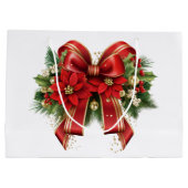 Rood en Goud Kerstmis Bow Feestelijk Groot Cadeauzakje (Achterkant)