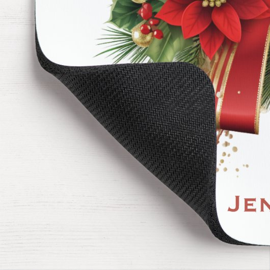 Rood en Goud Kerstmis Bow Feestelijk Muismat (Hoek)