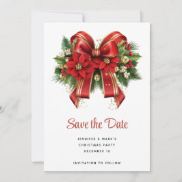 Rood en Goud Kerstmis Bow Feestelijk Save The Date