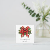 Rood en Goud Kerstmis Bow Feestelijk Vierkante Visitekaartje (Staand voorkant)