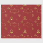 Rood en Goud Kerstmis Cadeaupapier (Vlak)