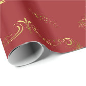 Rood en Goud Kerstmis Cadeaupapier (Rol Hoek)