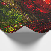 Rood en Goud Kerstmis Ornamenten Xmas Boom Lg Wrap Cadeaupapier (Hoek)