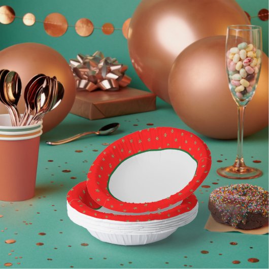 Rood en Goud Kerstmis Papieren Kommen (Multi)