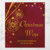 Rood en Goud Kerstmis Wijn Label Wijn Etiket (Enkel label)