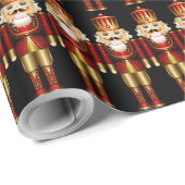 Rood en goud kerstnotenkrakers inpakpapier (Rol Hoek)